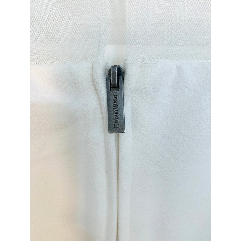 Calvin Klein Fit and Flare Sleeveless White Dress Mesh Bachelorette / Size 10-12 - Picture 14 of 16